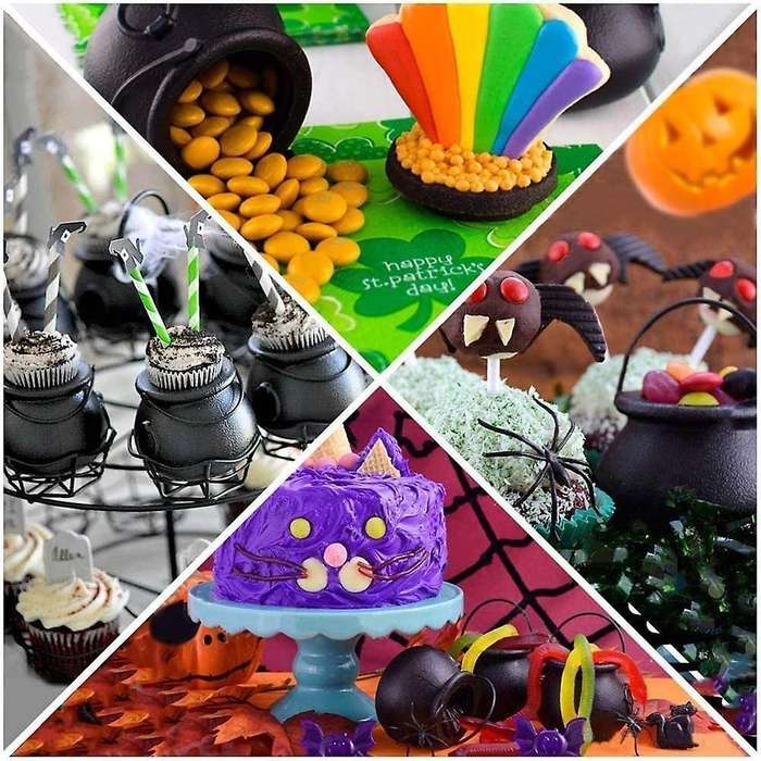15pcs Witch Candy Holder Pot Kids Trick Or Treat Halloween Cauldron