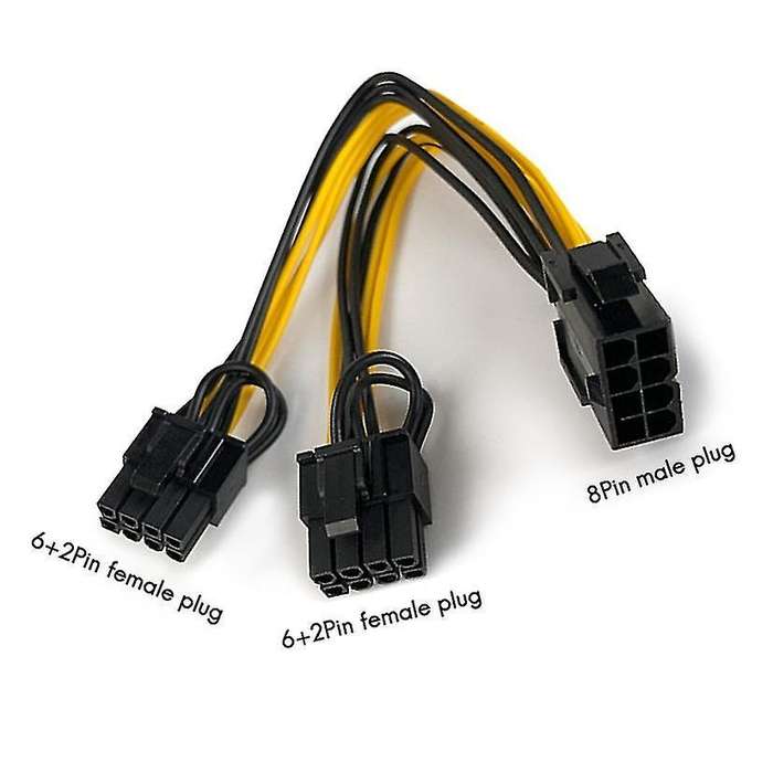 6 Pcs 8 Pin Power Cord for Mining Cpu Gpu 8pin to 2x8 Pin (6+2)