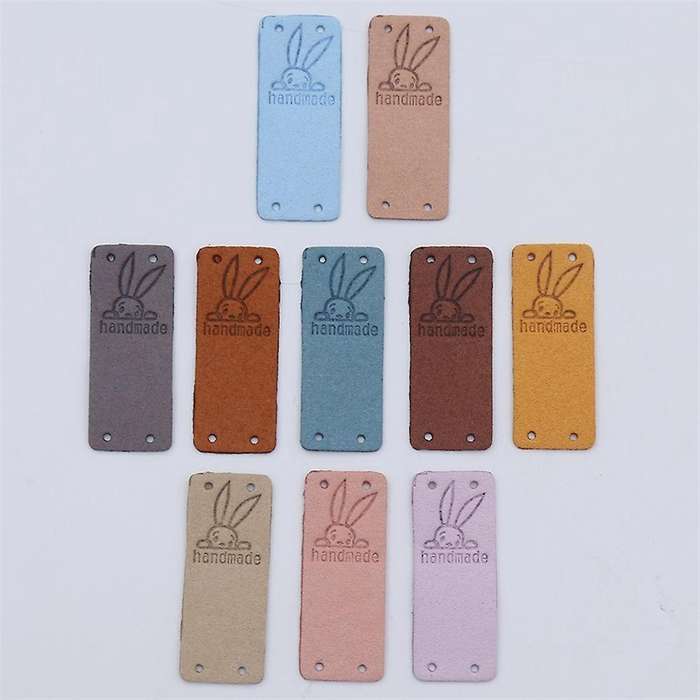 50pcs Pu Leather Label Clothing Hand Made Embossed Tag for Jeans Bags