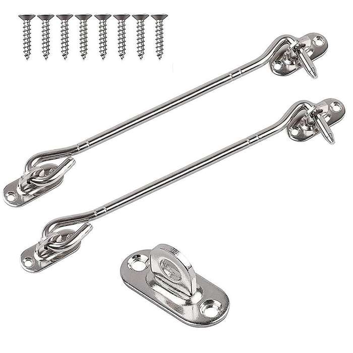 2 Pcs Cabin Hook (8 Inch) with Screws - for Shutter Shed Window