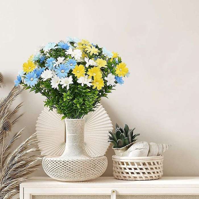 6 Bouquets Daisies Artificial Flowers Faux Silk Daisy Wildflowers