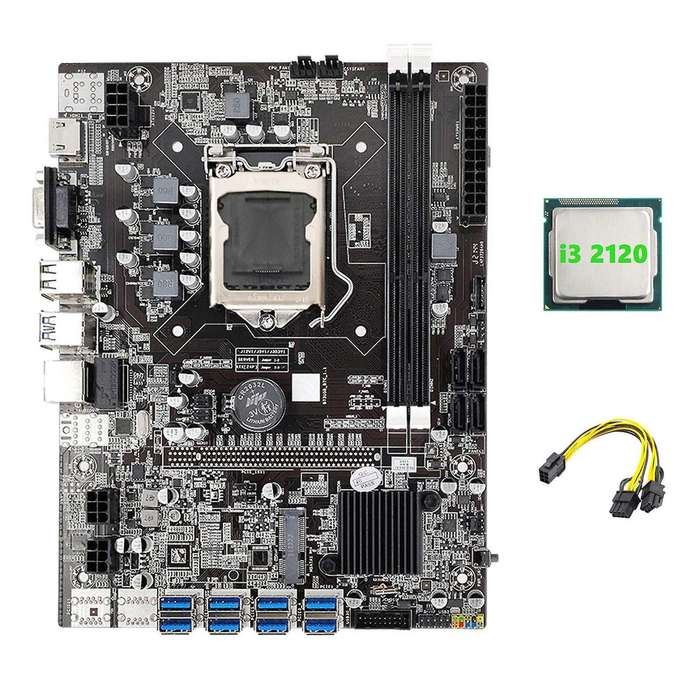 Eth Mining Motherboard+i3 2120 Cpu+6pin to Dual 8pin Cable Lga1155