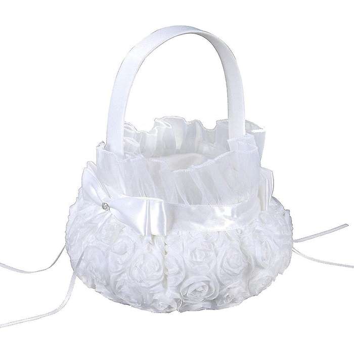 Silk Flower Girl Baskets for Wedding Flower Basket with Handle
