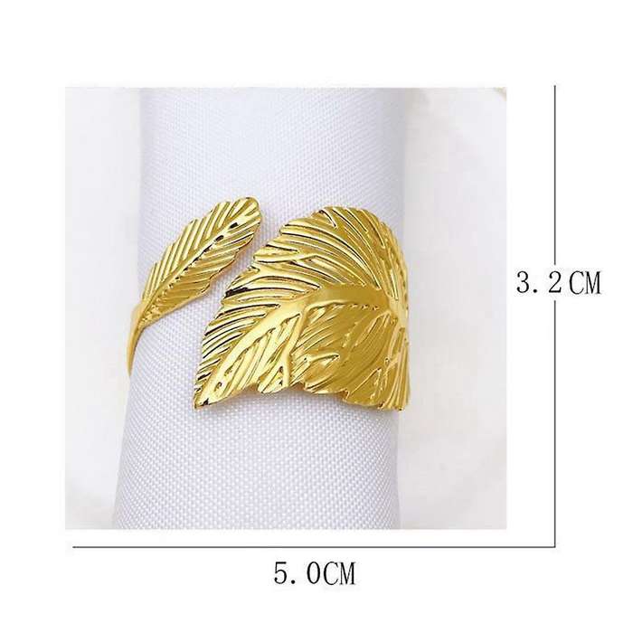 Napkin Rings Set Of 6, Metal Napkin Rings for Holiday Party Gold
