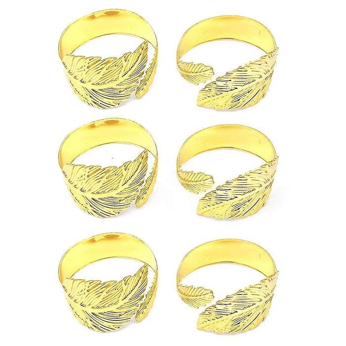Napkin Rings Set Of 6, Metal Napkin Rings for Holiday Party Gold