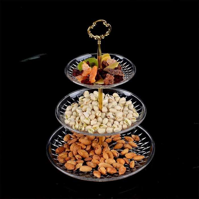 4 Set Of 3 Tier Cake Plate Stand Handle Hardware, 2 Styles , Gold