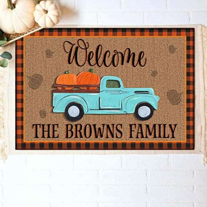 Christmas Halloween Truck Doormat Blanket Front Door Decorations
