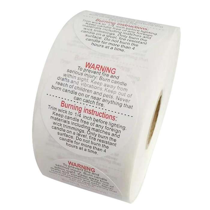 500pcs 3.8cm Warning Label Candle Jar Container Sticker Waterproof