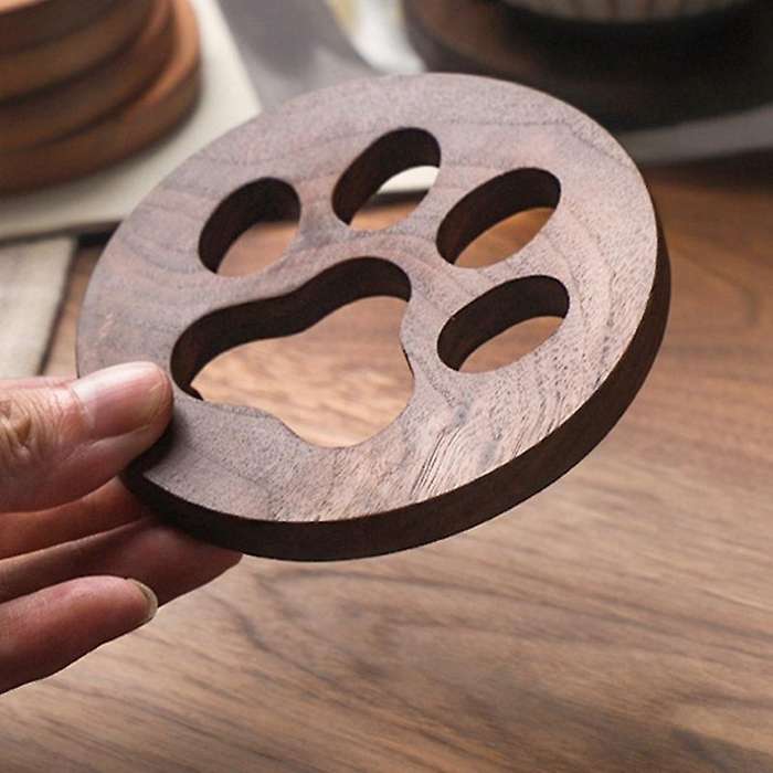 Solid Wood Tea Coaster Kungfu Tea Cup Holder Wooden Creative, B