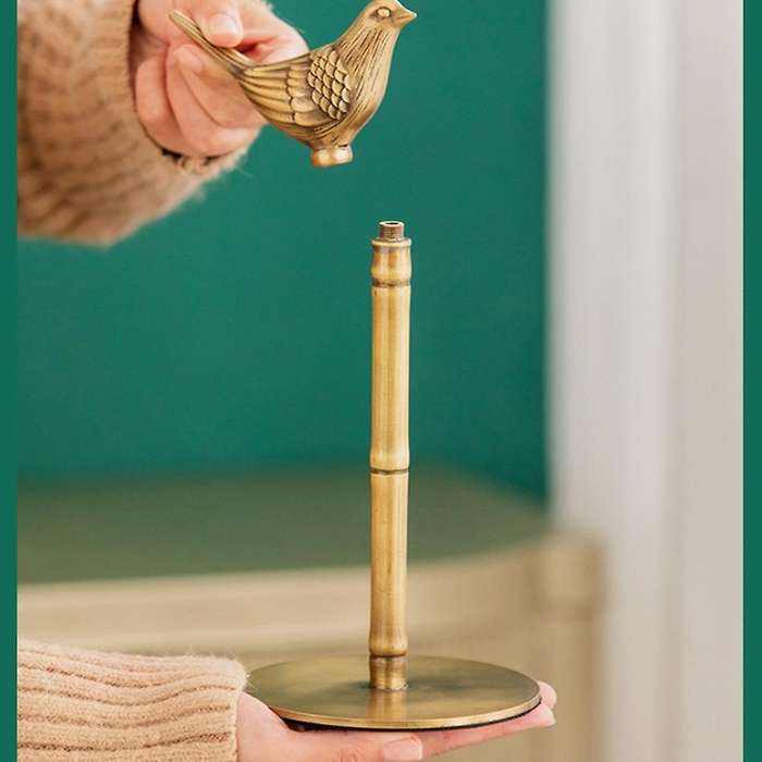Vintage Brass Bird Tissue Holder Kitchen Roll Paper Storage C