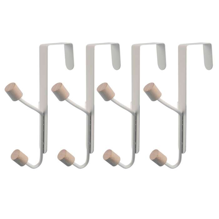 4pcs Punch-free Carbon Steel Door Rear Hook Clip-on Two-link Hook