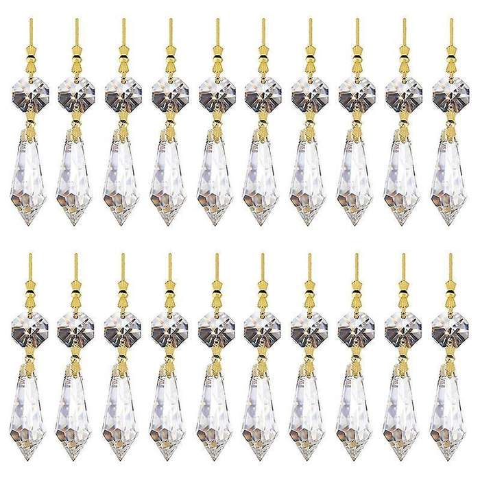20pcs Diy Transparent Teardrop Chandelier Pendant Parts Beads