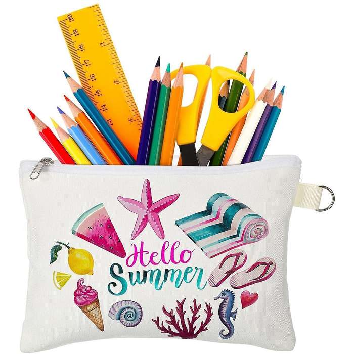 Cosmetic Bags,diy Zipper Canvas Pencil Bag for School Travel Diy
