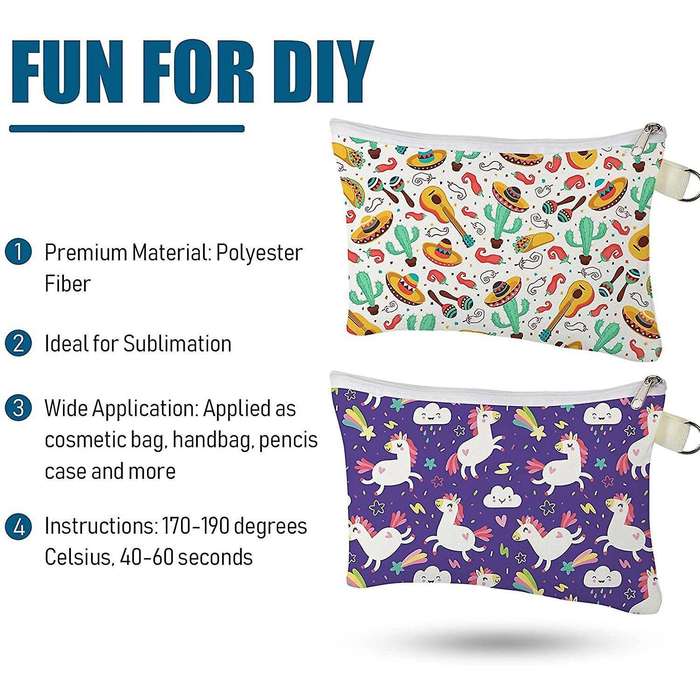Cosmetic Bags,diy Zipper Canvas Pencil Bag for School Travel Diy