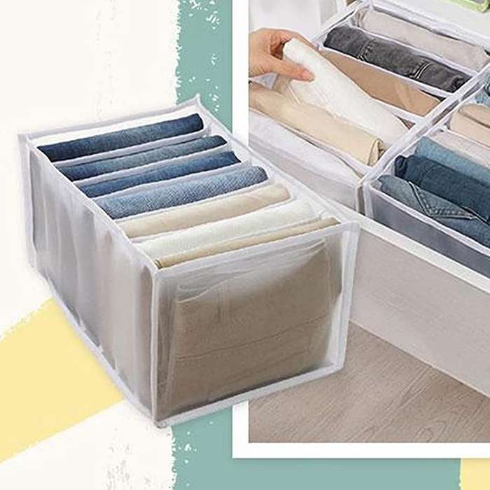 Wardrobe Organizer (2 Pieces) Wardrobe Storage Basket Gray Medium