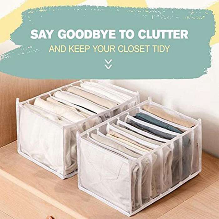 Wardrobe Organizer (2 Pieces) Wardrobe Storage Basket Gray Medium
