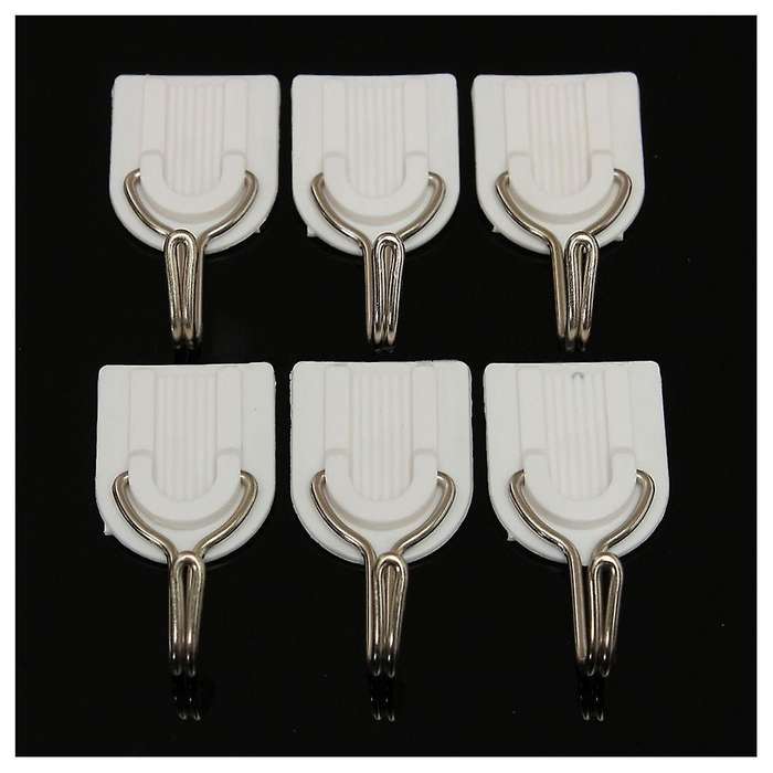 6pcs Wall Door Self-adhesive Hook Tile Kitchen Sticky Hanger