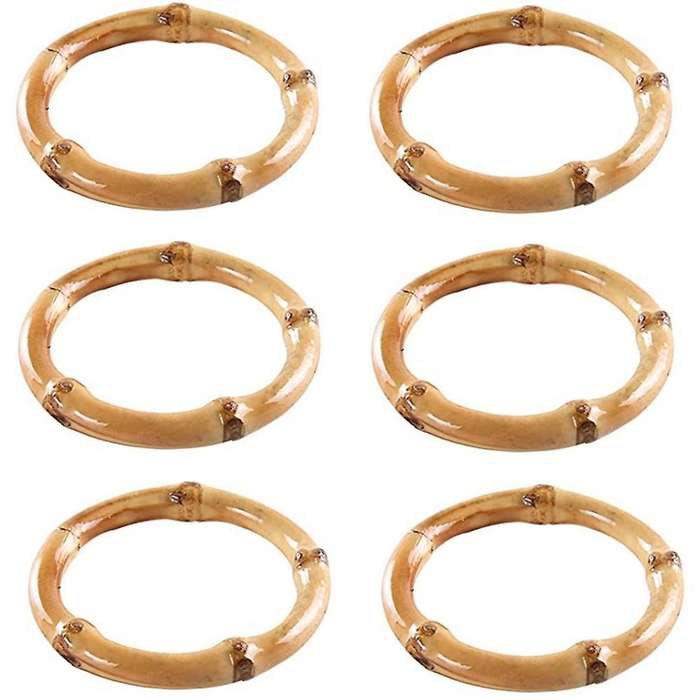 Handmade Bamboo Napkin Ring Natural Rustic Napkin Holders, Set Of 6