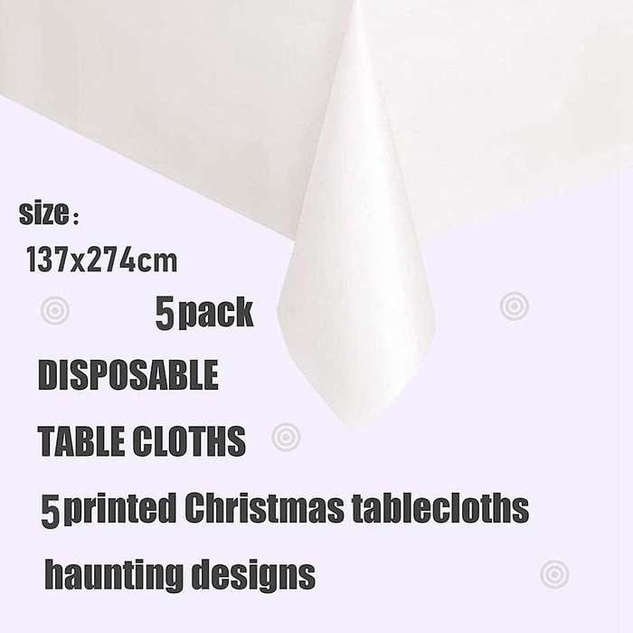 5pcs Disposable Tablecloth ,137x274cm for Picnic,baby Shower,white