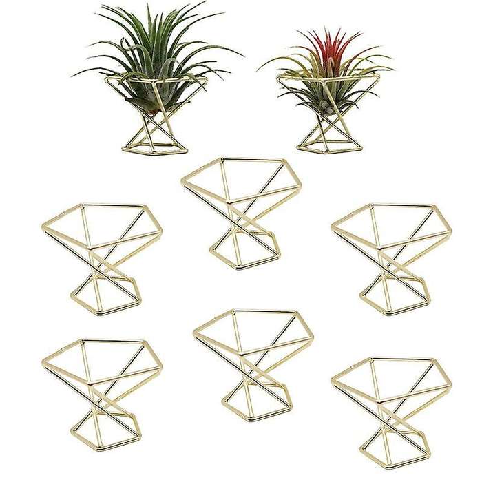 8 Pcs Geometric Air Plant Holder Airplants Rack Metal Plants Stand