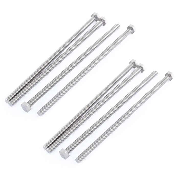 M6 X 150mm Fully Threaded Stainless Steel Hex Head Screw Bolt 4 Pcs