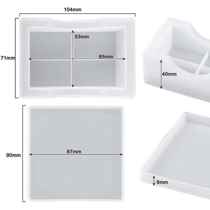 4pcs Square Resin Coaster Mold with Coaster Storage Molds for Casting