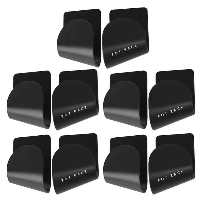 5 Pairs Of Wall-mounted Pot Lid Racks Plastic Storage Racks Black