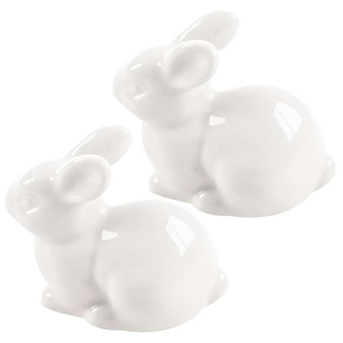 2x Cute Mini White Ceramic Rabbit Home Decoration Ornaments Medium