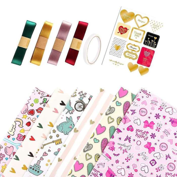 6 Sheets Gift Wrapping Paper,wrapping Paper with 6 Different Patterns