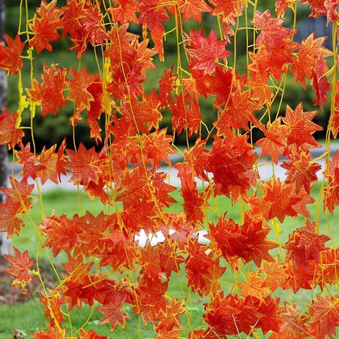12 Strands Fall Maple Leaves Artificial Maple Vines Garland