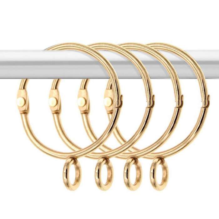 20 Pcs Gold Metal Drapery Loops with Eyelet for Hook Pins (1.5 Inch)