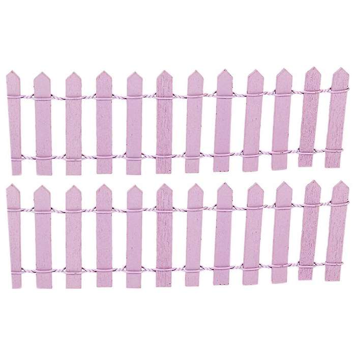 2pcs Wooden Fencing Wood Barrier Diy Mini Landscape Fairy Purple