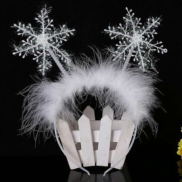 6pcs Christmas Ornaments Christmas Headdress Snowflake Headband White