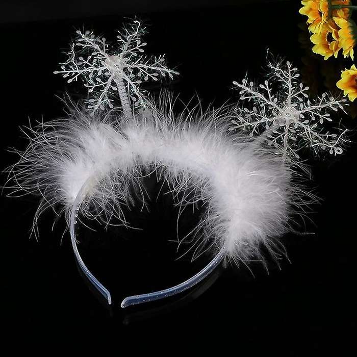 6pcs Christmas Ornaments Christmas Headdress Snowflake Headband White