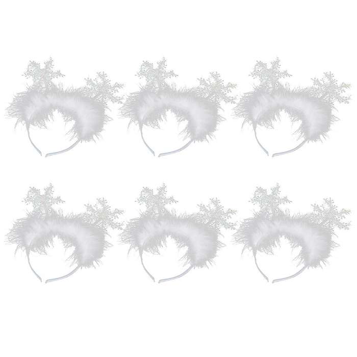 6pcs Christmas Ornaments Christmas Headdress Snowflake Headband White