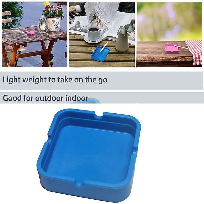 Square Silicone Ashtray for Cigarettes Unbreakable Heat-resistant