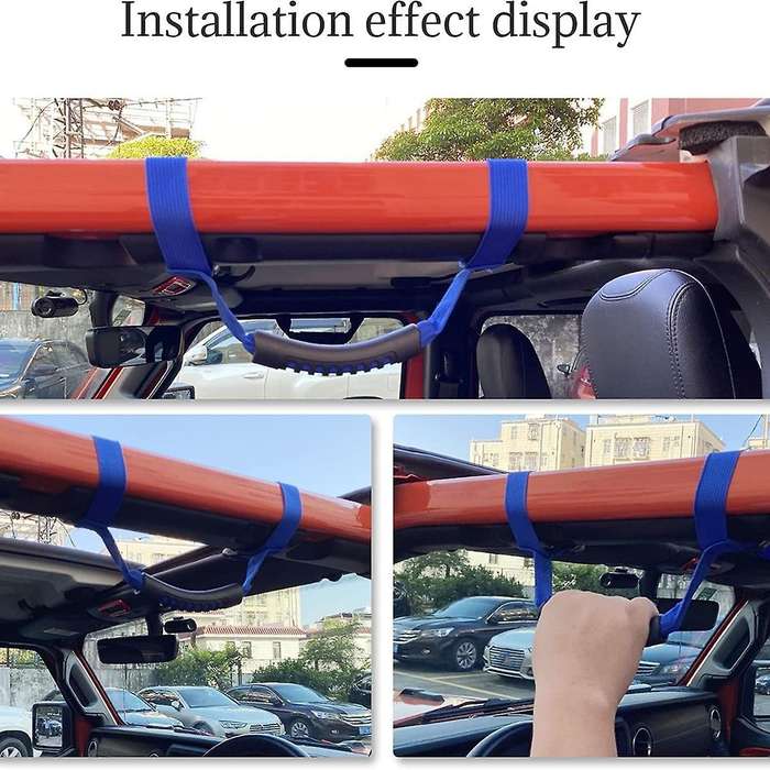 Grab Handles for 1995-2021 Jk Jku Jl Rubicon X Roll Bar 4pcs (blue)