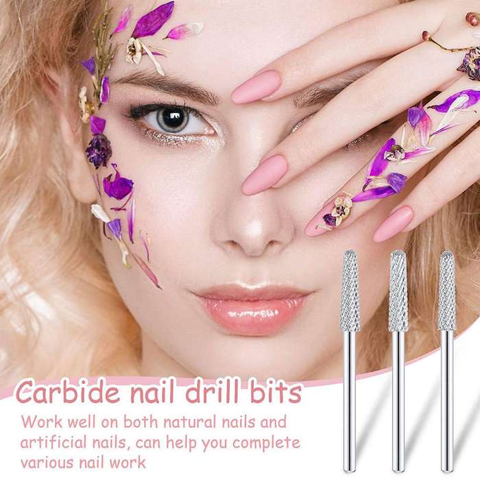 3 Pcs Nail Drill Bits Cone Shape Carbide for Manicure Pedicure Tools