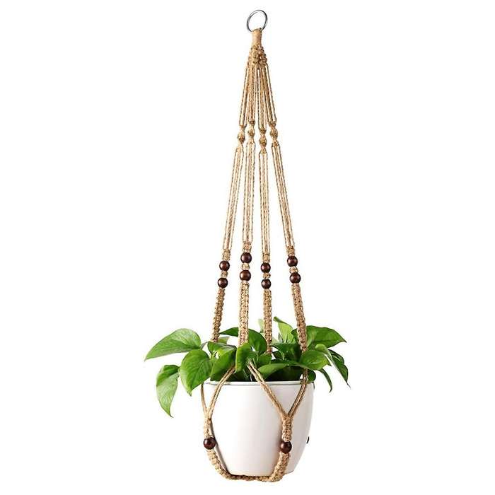 Plant Hook Indoor Hanging Flowerpot Basket Brown