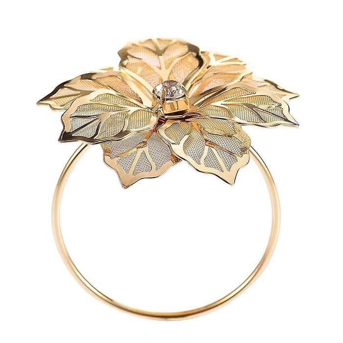12pcs Alloy Flower Design Napkin Rings for Wedding Receptions