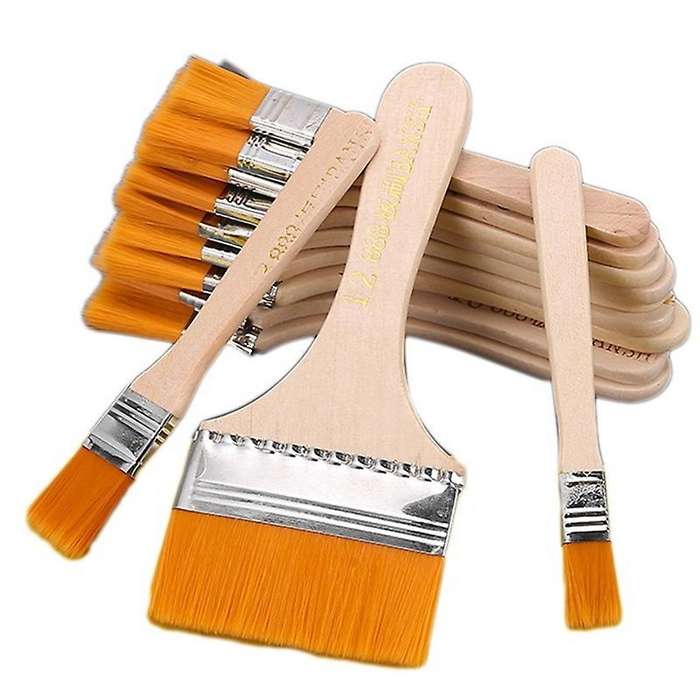 12 Pcs Flat Head Paint Brush Art Paintbrush Sets