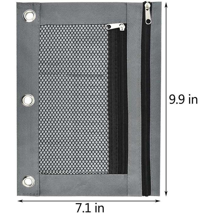 2pcs 3 Ring Binder Pencil Pouches 2 Pocket Pencil Pouches with Zipper