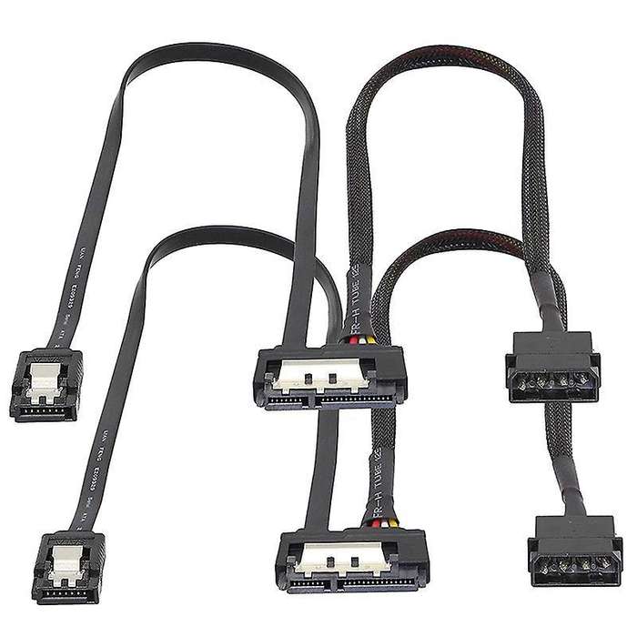 2 Pcs Sata 6g Data Cable, Sata Power 2-in-1 Extension Cord,lp4 Ide
