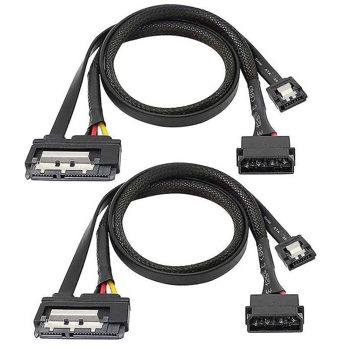 2 Pcs Sata 6g Data Cable, Sata Power 2-in-1 Extension Cord,lp4 Ide