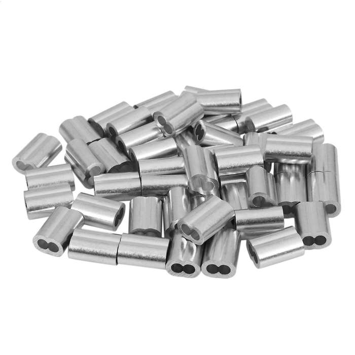 50pcs 15mm Aluminum Hourglass Ferrules Sleeve Crimp for 3mm Wire Rope