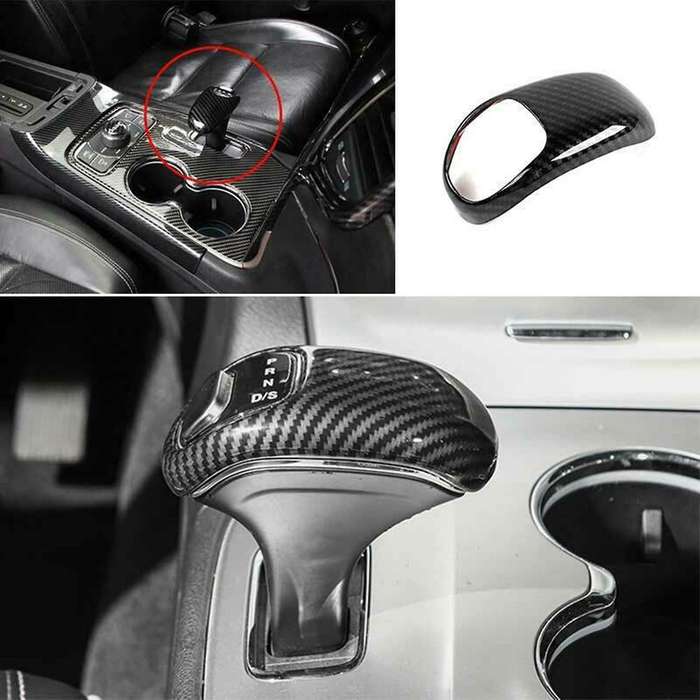 Carbon Fiber Gear Shift Knob Shifter Lever Cover Trim Decoration