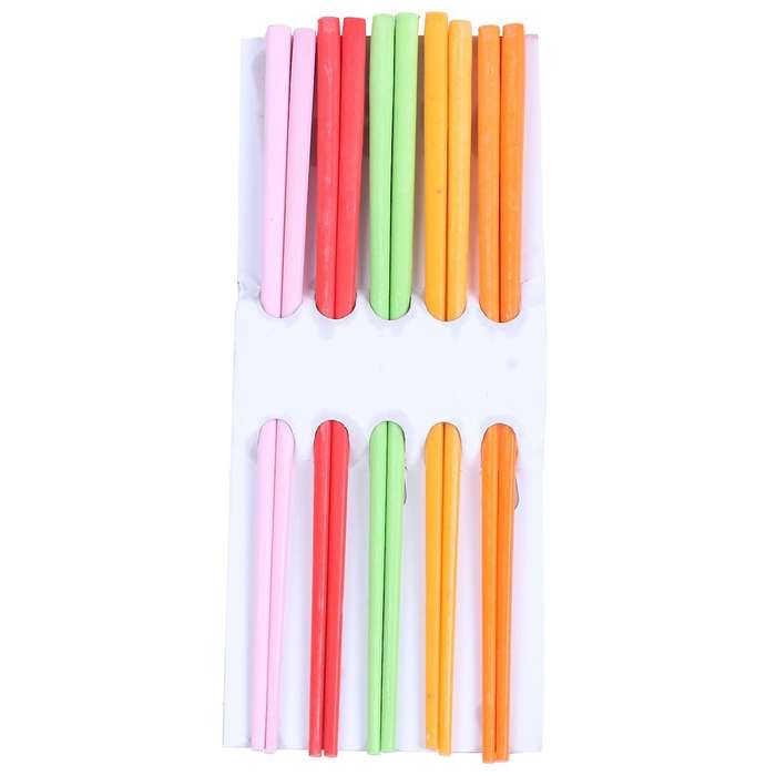 5 Pairs Assorted Color Plastic Chinese Chopsticks 8.7" Long