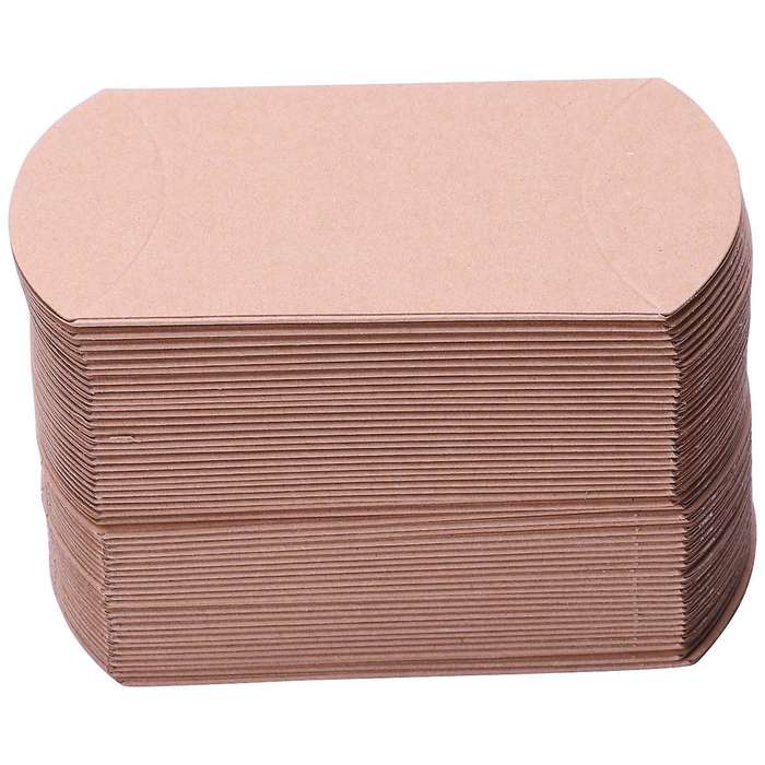 52x Wedding Favor Box Paper Pillow Party Cake Candy Bag Brown