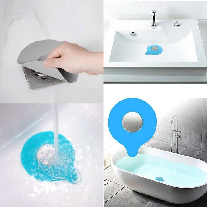 2 Pcs Silicone Tub Drain Stopper Cover Bathtub Plug Use(blue,grey)