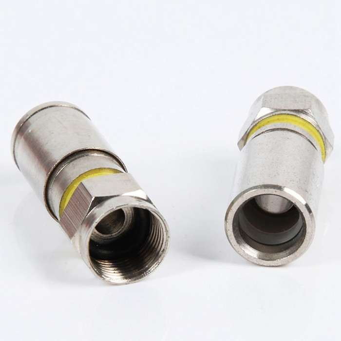 Copper Nickel-plated Inch Rg6 Four-shielded Extrusion F Head Standard